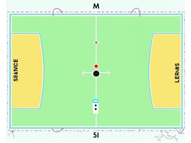 Diagram showing correct pickleball serving area and foot placement